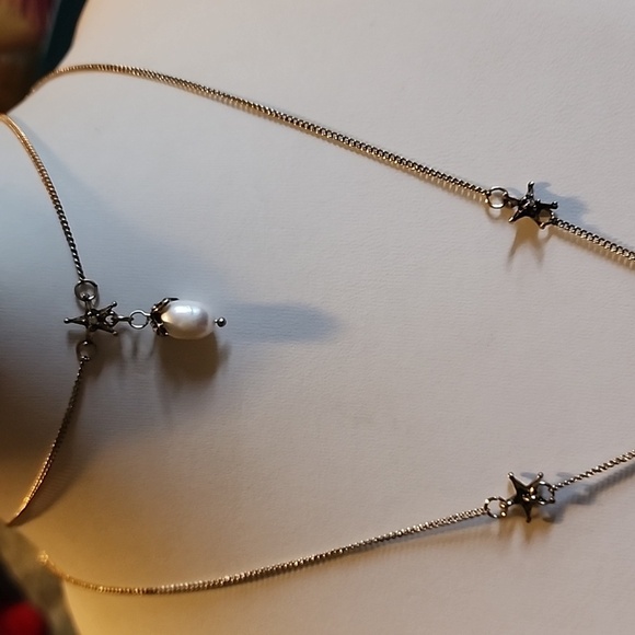 Layered Whimsigoth Scarab necklace With Pearl Detailing - Picture 4 of 4